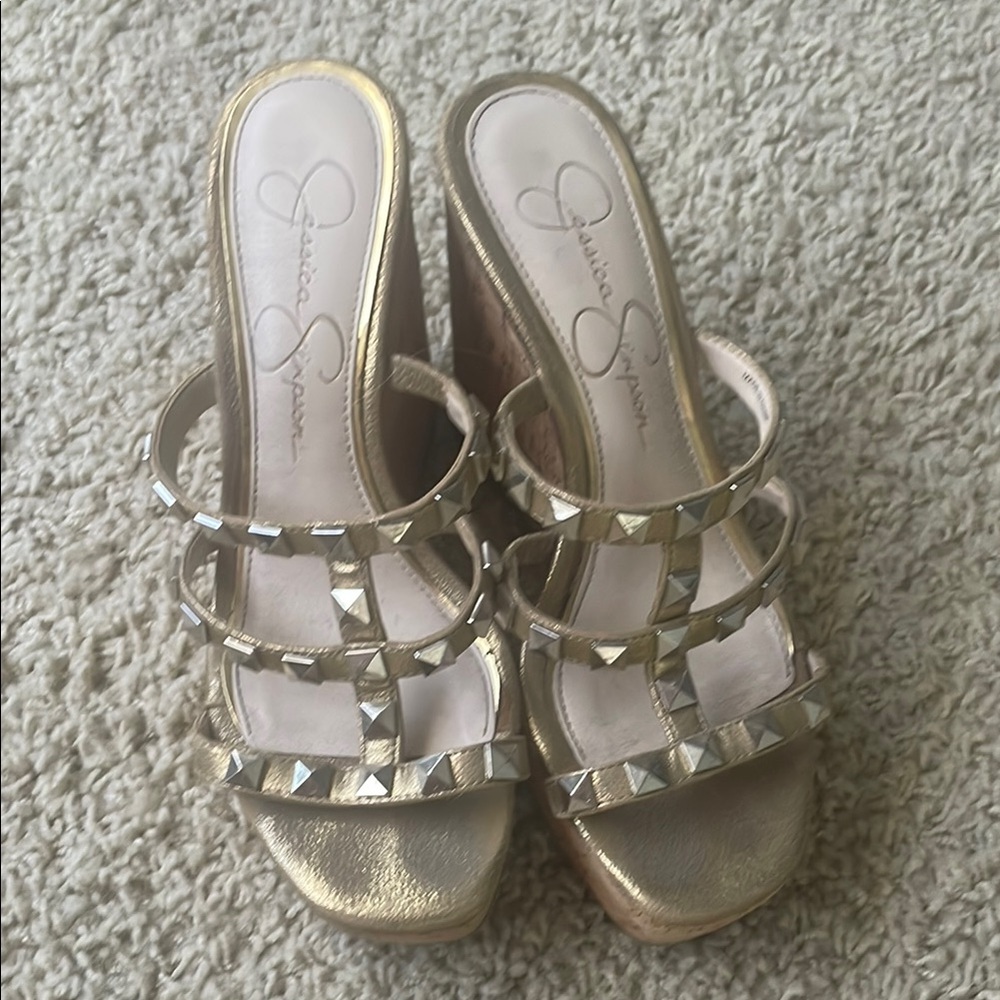 Jessica Simpson Gold Studded Mules